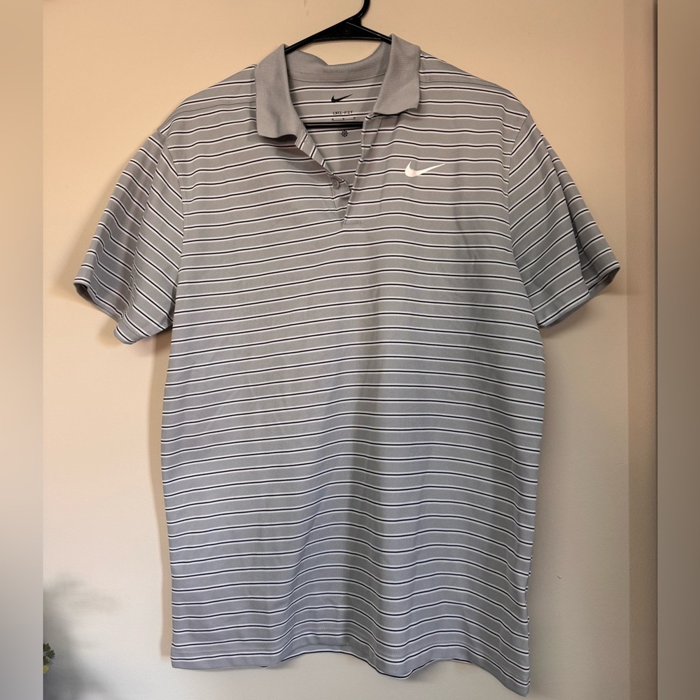 Nike Light Gray Polo with White Stripes